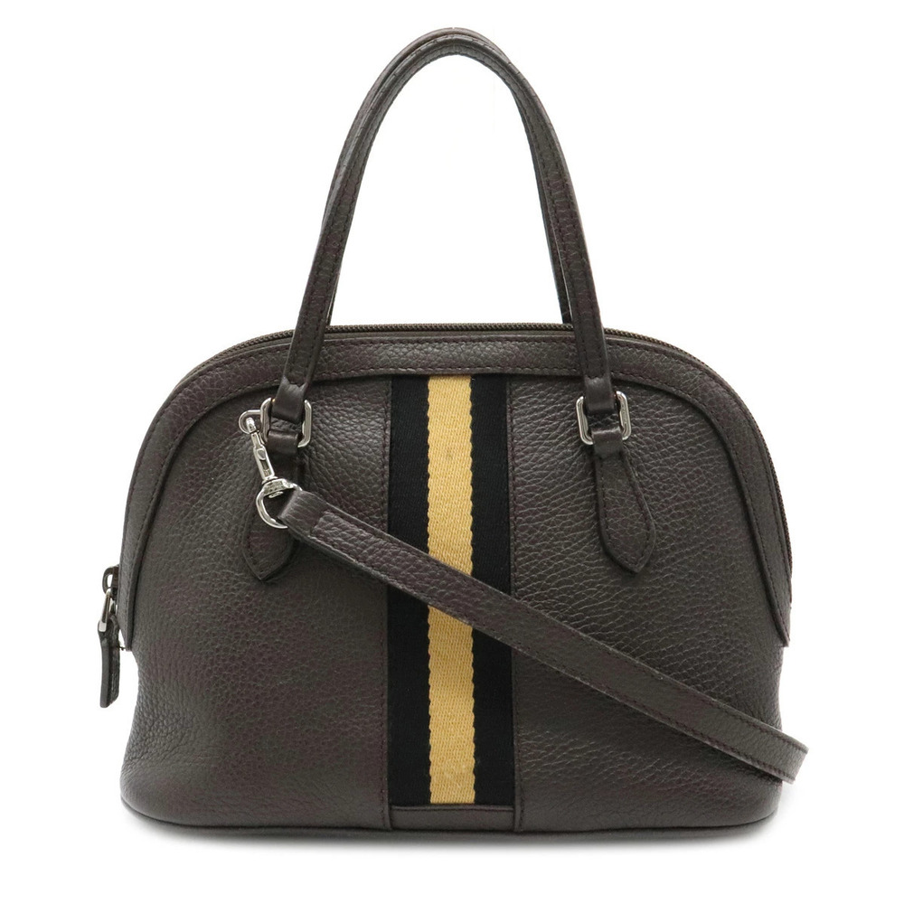 Gucci Sherry Handbag Shoulder Leather Dark Brown